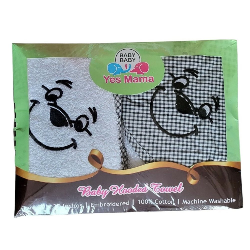 YES MAMA 2 30×30 Hooded Baby Towels Soft Cotton Embroidered Machine Washable